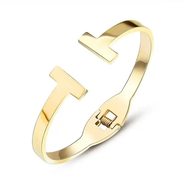 Double T Gold Bangle