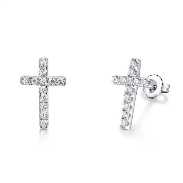 Cross Silver Earring