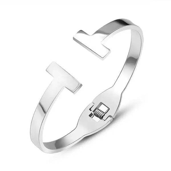 Double T Silver Bangle