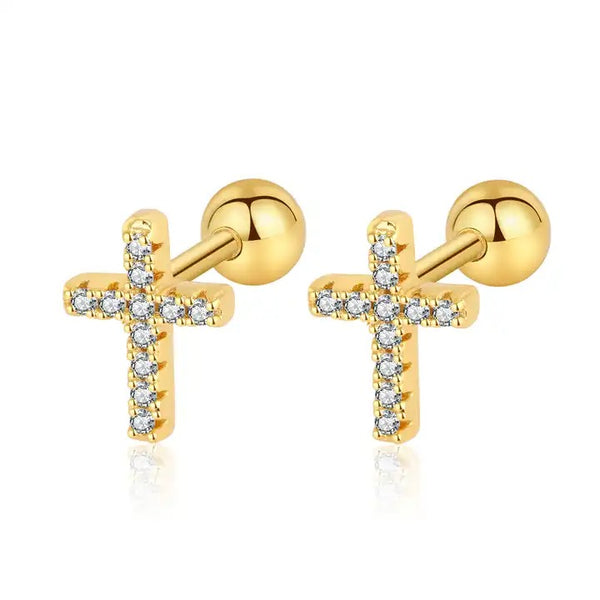 Cross Gold Earring